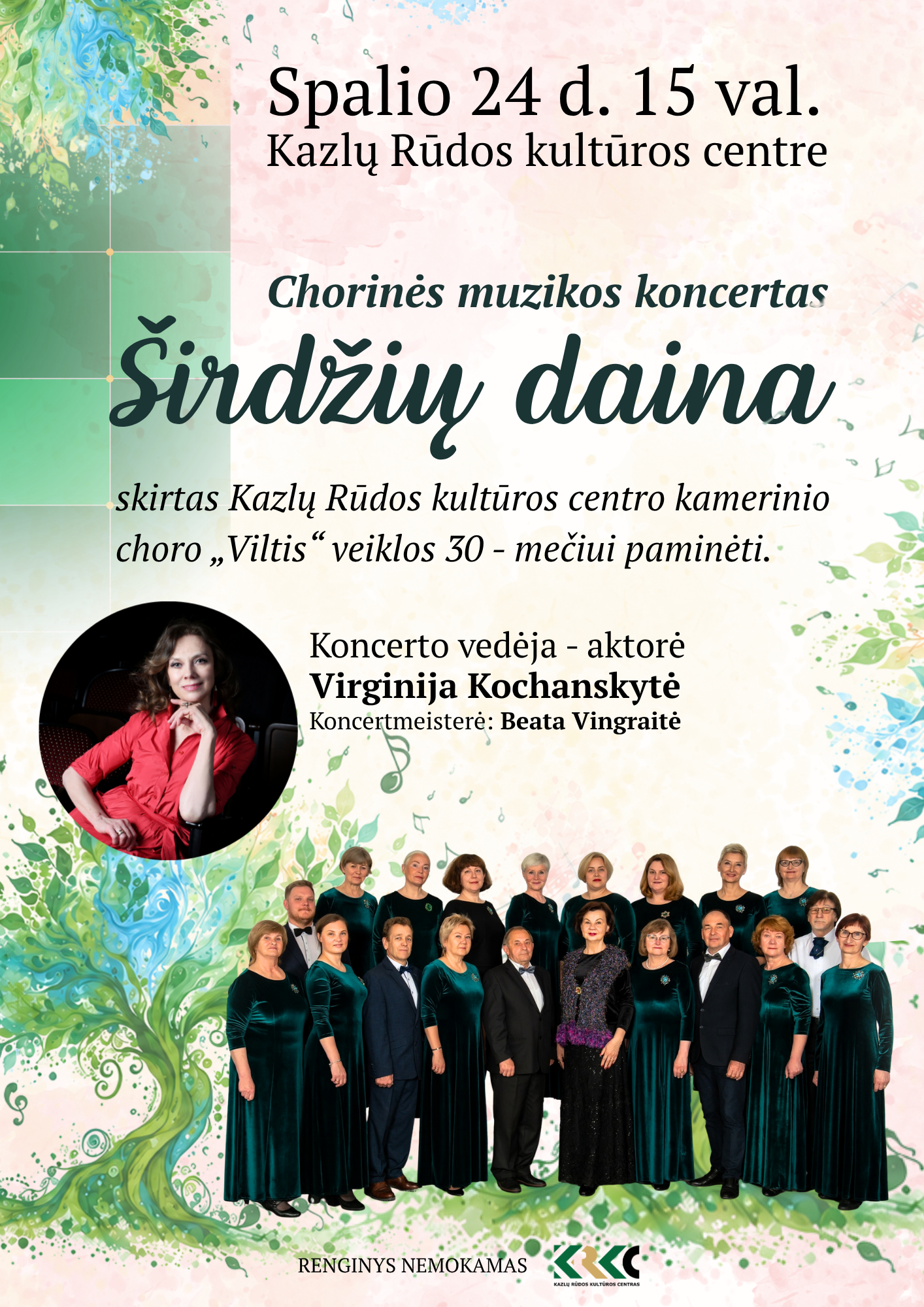 Chorinės muzikos koncertas „Širdžių daina“ | Koncertas skirtas kamerinio choro „Viltis“ 30-mečiui